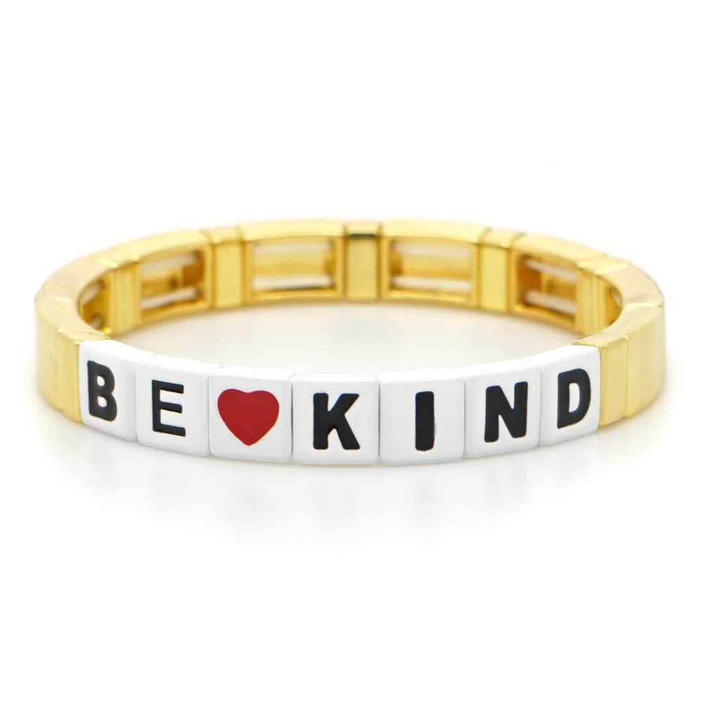 Shinus, золотой браслет, эмалированная плитка, браслеты для женщин, буква BE-KIND, ювелирные изделия, Pulseras Mujer,, модные браслеты на заказ, Летний пляж