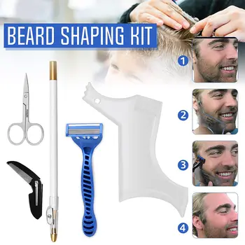 

5pcs Men Beard Shaping Styling Transparent Template Comb Men's Beards Combs Beauty Tool Beard Grooming Kit