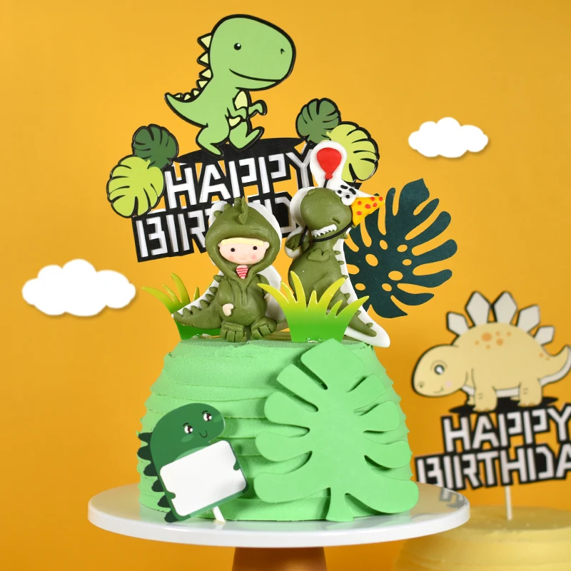 Cakelove Зеленый Динозавр джунглей тема торт topper кекс вечерние украшения для выпечки