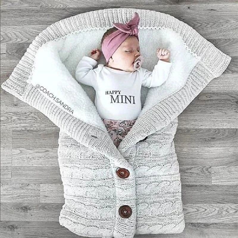 Baby Newborn Stroller Sleeping Bag Winter Wrap Knitted Envelope Sweater Warm Bag