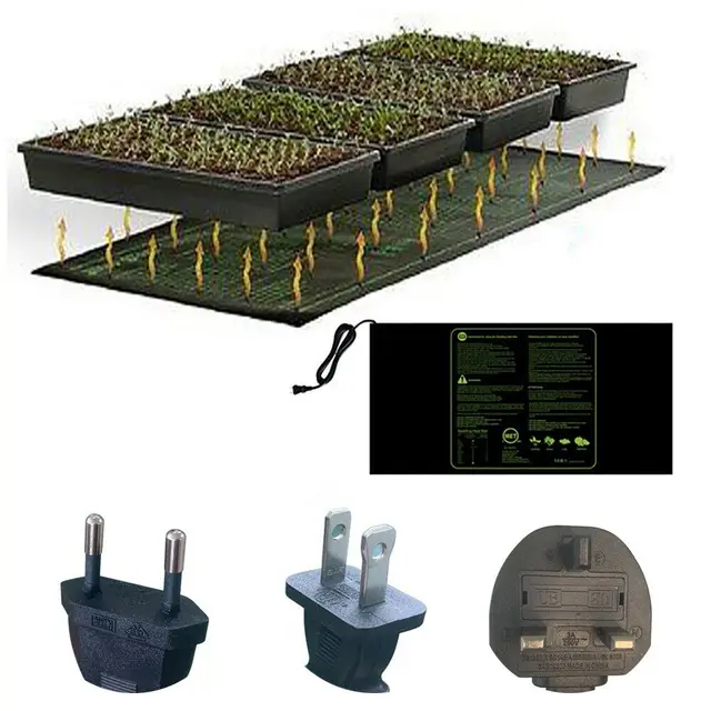 Növény Hőszőnyeg Tartós Vízálló Palánta Fűtőpad Meleg Hidroponikus Fűtőszőnyeg 52*24 Cm Met Eu/Usa/Uk Plug Standard - Image 2