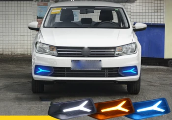 

Fast delivery Led daytime running lights+moving turn signal+blue night mode+remote control for volkswagen Gran Santana 2015-2019