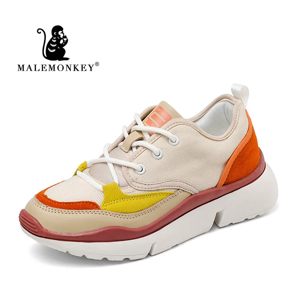 MALEMONKEY/Роскошные брендовые дизайнерские туфли; Новинка года; модная женская обувь; удобные мягкие резиновые женские кроссовки на плоской подошве; женская обувь на плоской подошве - Цвет: Цвет: желтый