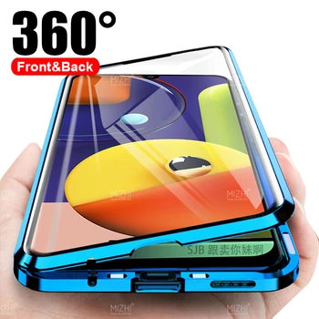 Перейти на Алиэкспресс и купить 360 магнитный флип-чехол для samsung galaxy a50 a51 a10 a20 a20s a30 a30s a70 a71 m21 m30s, двусторонний стеклянный защитный чехол