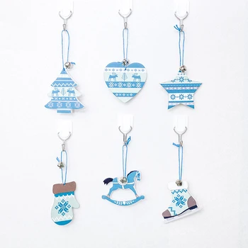 

Zollor 3pcs Christmas Tree Blue Painted Wooden Board Decorations Xmas Tree Wood Crafts For Home Wall Christmas Party Decoration