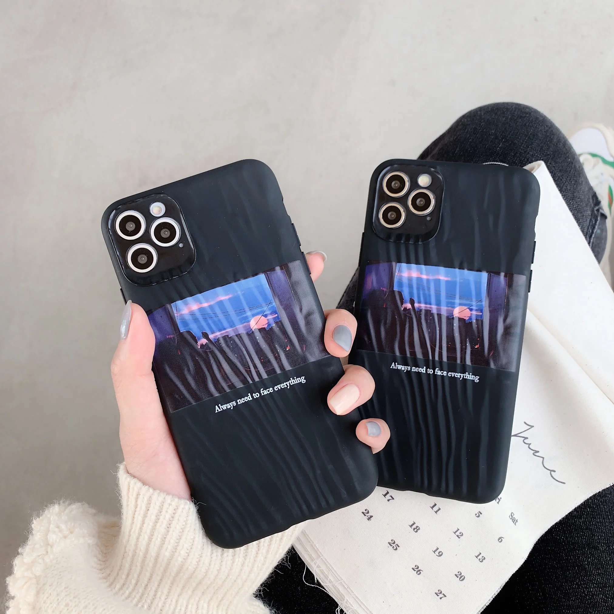

Quicksand Texture Protective Case Comic Doodle Cute Phone Case Luxury iPhone 11 Pro X XR XS Max 7 8 6 6s plus Phone Case
