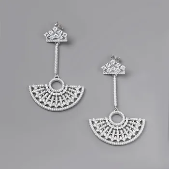 

CMajor Latest S925 Sterling Silver Imported 7ACubic Zircon European and American Style Sector Creative Dangle Earrings for Women