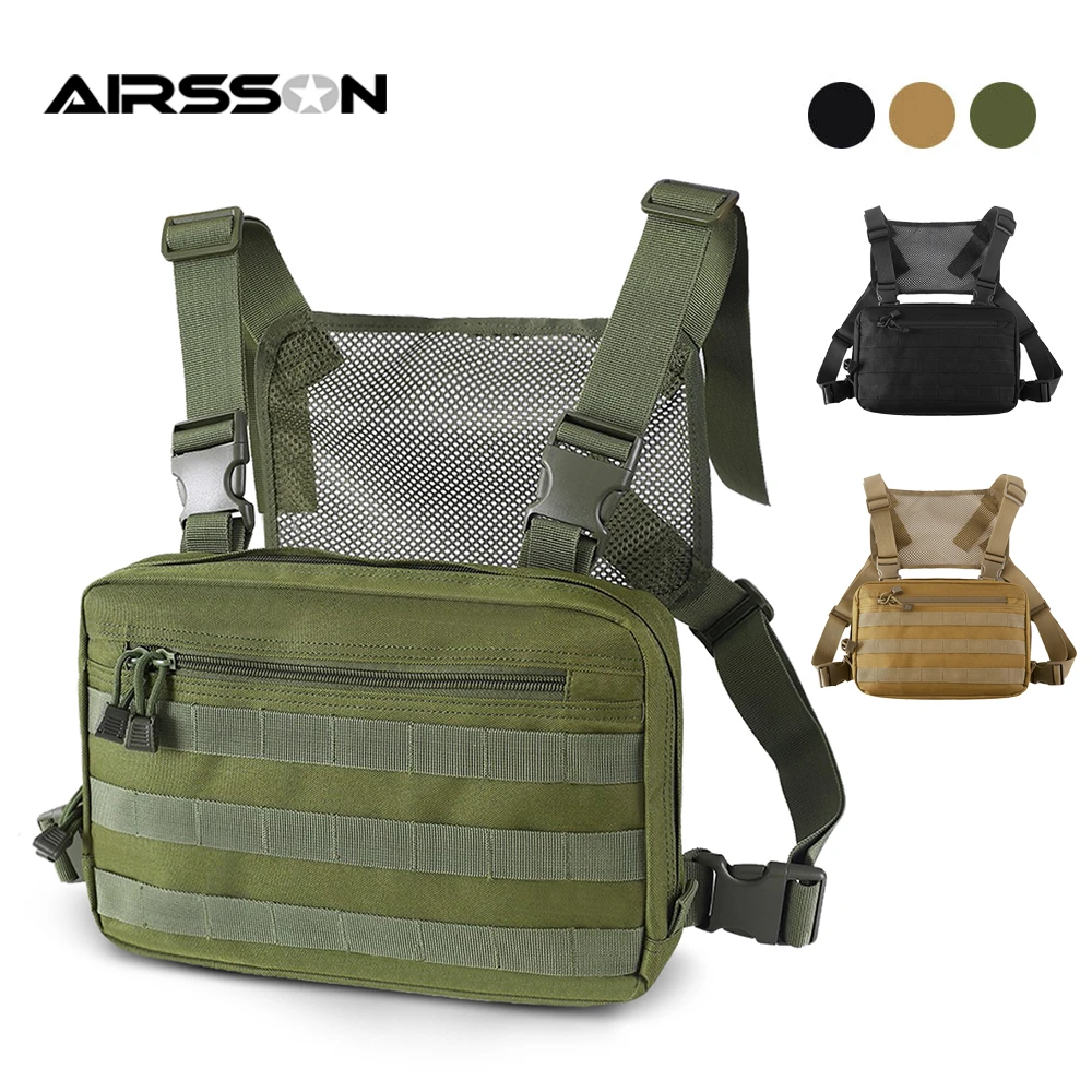 Tactical Chest Bag Molle Military Combat Front Pack Vest Hip Hop Backpack Detachable Strap