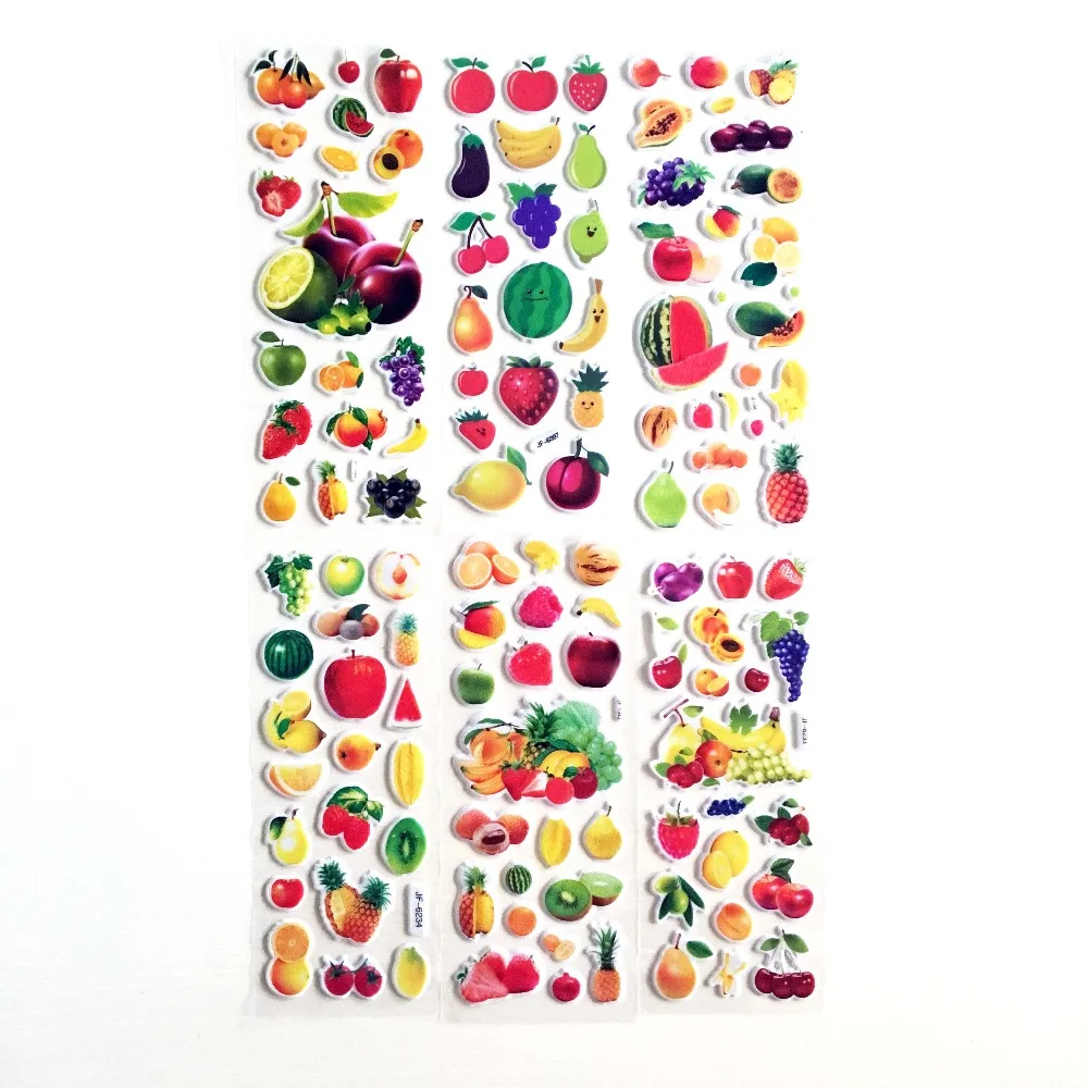 12 шт./компл. пузырчатые наклейки для 3D Пышное оптом мультфильм овощи и фрукты Классические игрушки блокнот ручной работы для детей подарок на день рождения