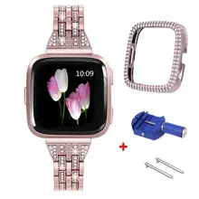 

Metal Bands for Fitbits Versa/Versa 2/Versa Lite/Versa3 Replacement Metal Rhinestone Bling Bracelet Wristband for Women