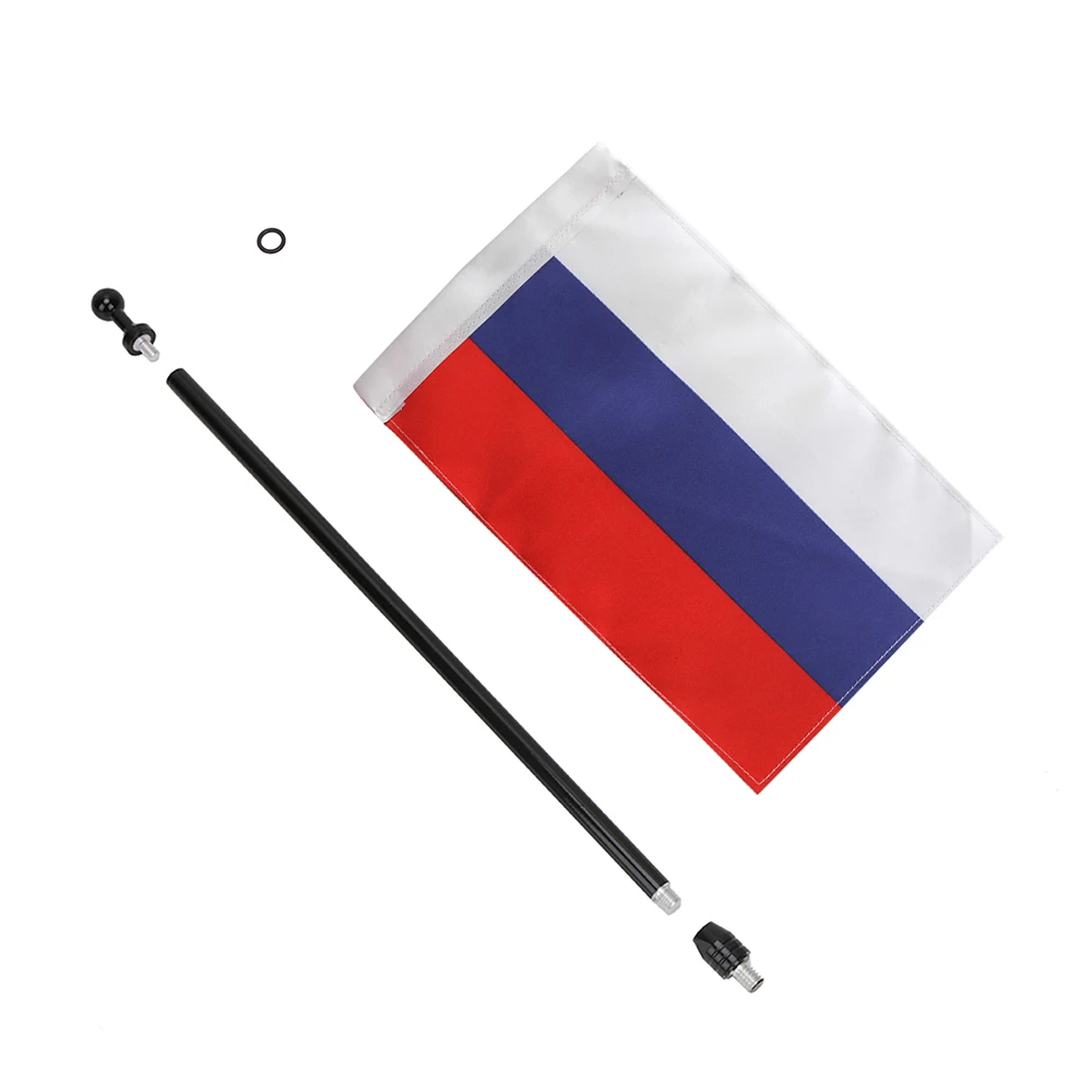 Black Russia 1" 8 мм алюминиевая антенна мачта+ 6x9 флаг баннер AM FM радио сигнал антенный усилитель для Jeep Wrangler JK 2007 - Цвет: Black Russia