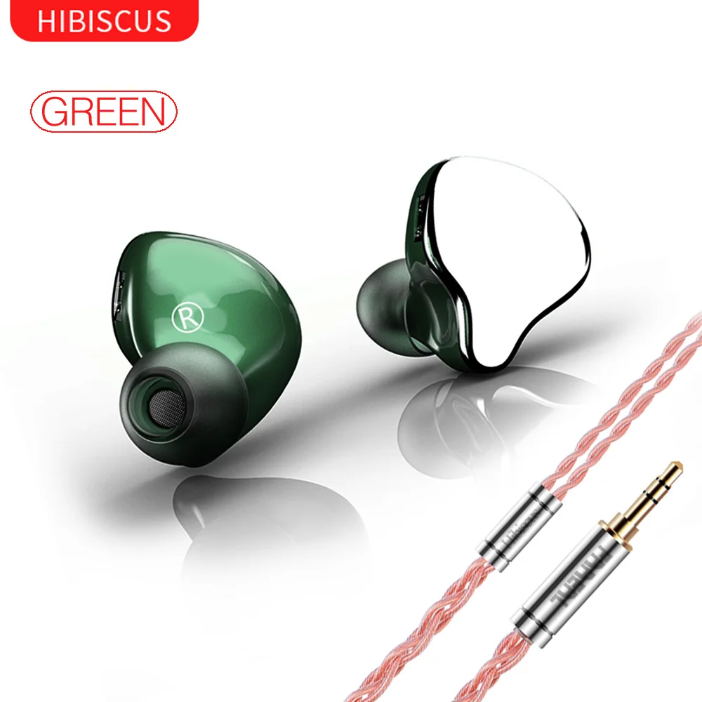FAAEAL гибискуса алмаз как углеродная диафрагма Динамический HIFI в ухо наушники контролировать этап IEM вкладыши металлическое покрытие - Цвет: Green