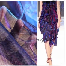 Цветная яркая фиолетовая Лазерная Иллюзия пустотелая сетка Марля цветная перспективная ткань светоотражающая ткань креативная лазерная ткань для одежды