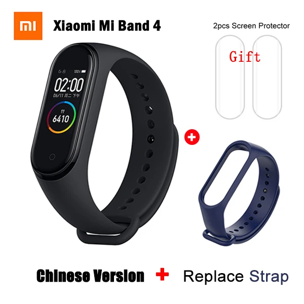 CN add Strap 2 Xiaomi mi Band 4 глобальная Версия смарт-браслет Bluetooth Спорт Фитнес пульсометр водонепроницаемые часы mi Band 4 китайская версия - Цвет: CN add Strap 2