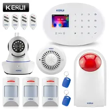 KERUI беспроводная домашняя сигнализация защита безопасности ip-камера wifi+ GSM сенсорная аварийная система дыма охранное действие в аварийной ситуации детектор