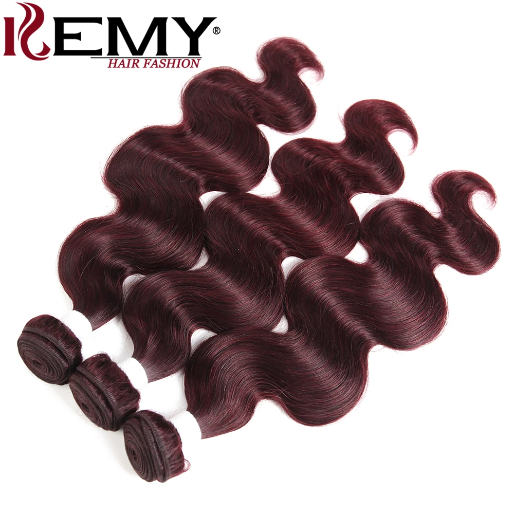 99J/Burgundy Body Wave Human Hair Bundles With Closure 4x4 KEMY HAIR Brazilian Hair Weave Bundles With Lace Closure Non-Remy