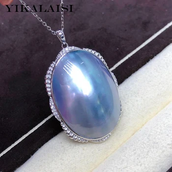 

YIKALAISI 925 Sterling Silver Jewelry Pendants 2020 Fine Natural sea water Mapei Pearl jewelry oval For Women wholesale