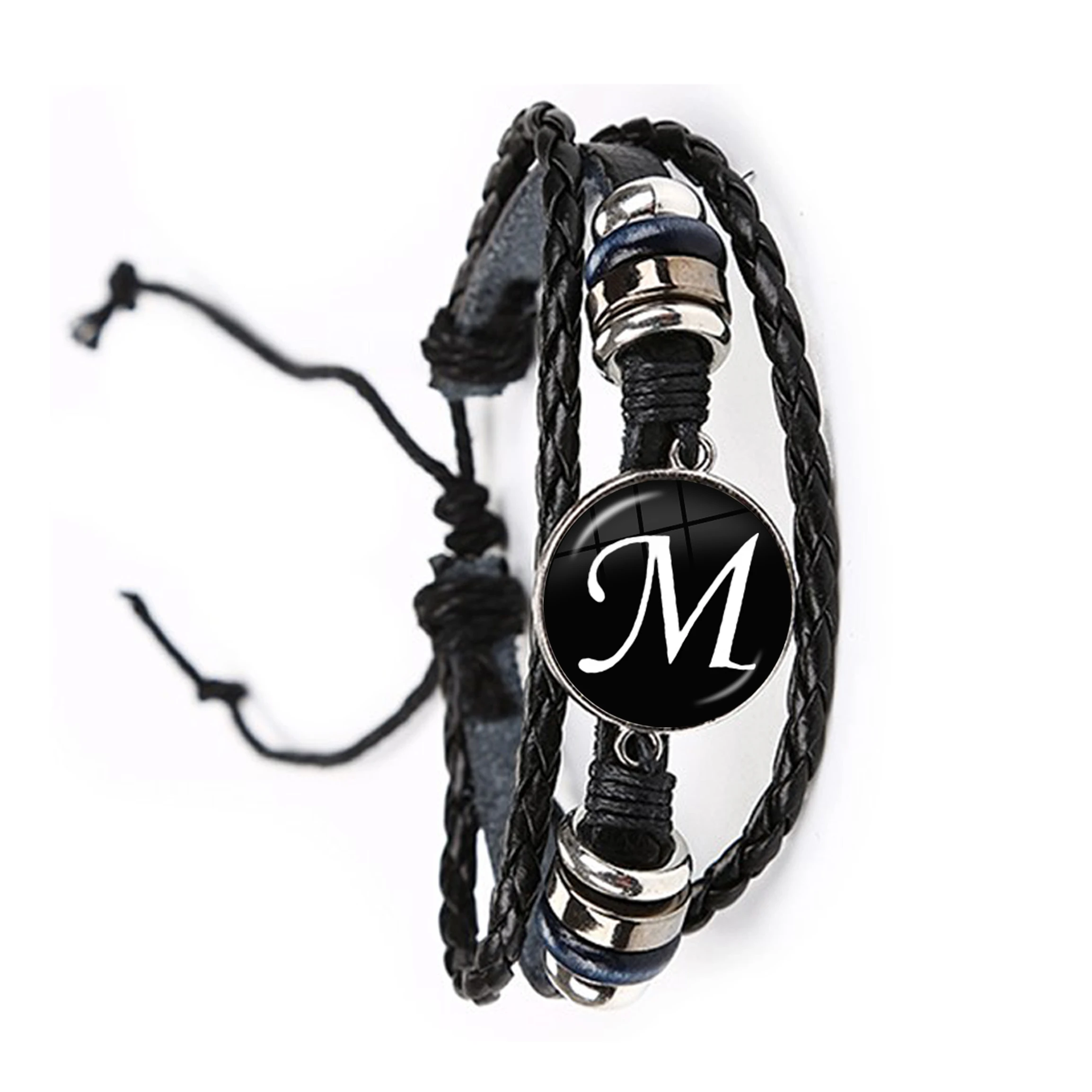 Bracelet Jewelry Fashion A-Z Single Alphabet Leather Bracelet 26 Letters
