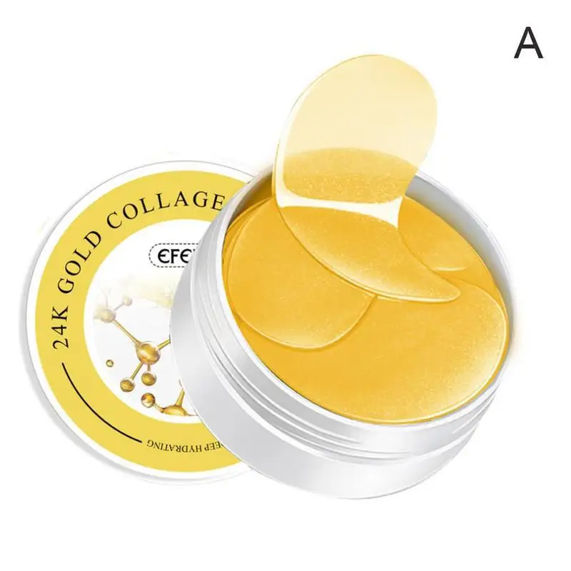 60pcs=30pairs New EFERO Collagen Eye Mask Sleep Fade Dark Circle Edema Eye Patches Under Eye Bags Face Anti Wrinkle Gel Eye Mask - Цвет: Gold