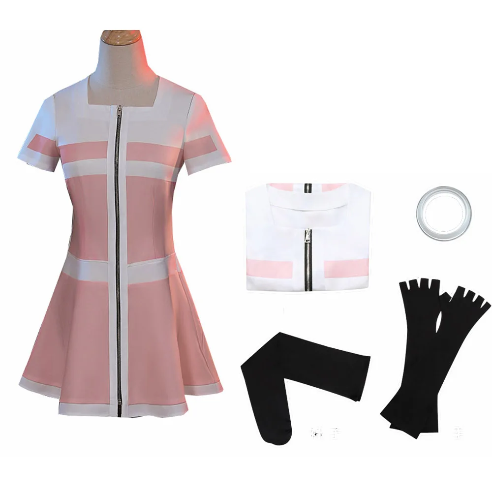 

Anime Akudama Drive Cosplay Costume Pink Zipper Dress Outfits for Adult Women Girl Halloween Carnival Outfits