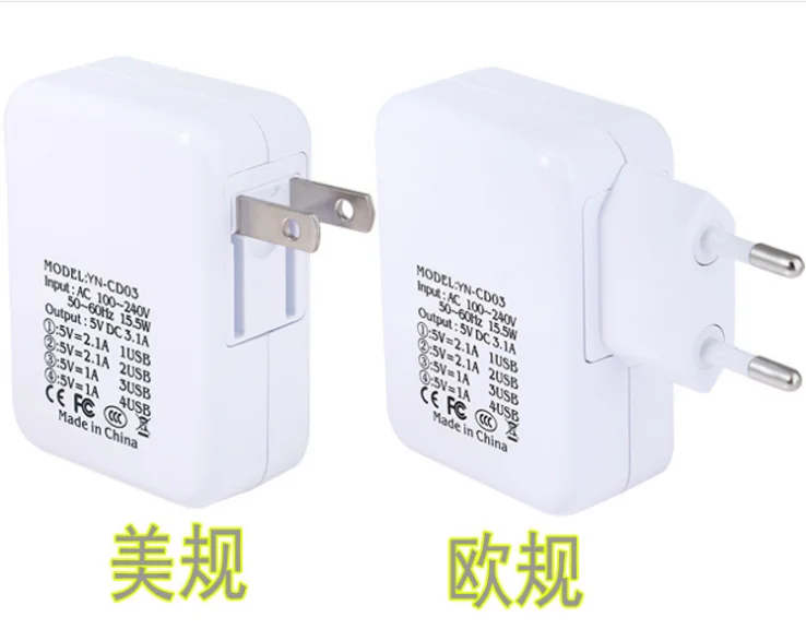 50 шт. DHL EU US Plug 4 порта USB зарядное устройство адаптер 5 в 3.1A Быстрая зарядка usb-хаб зарядное устройство для iPhone/iPad для samsung/Xiaomi