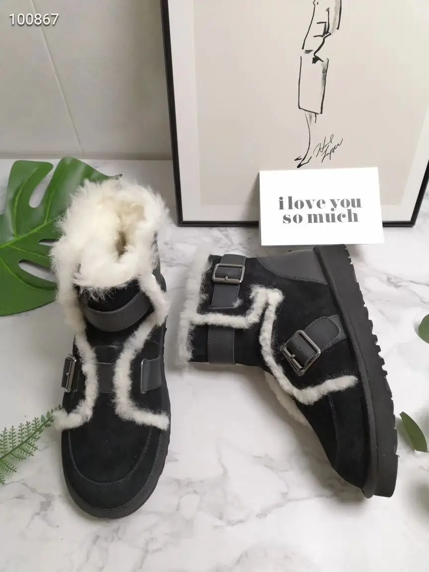Женские зимние ботинки из высококачественной натуральной кожи; Коллекция года; Роскошные зимние ботинки из овечьей кожи на меху; женские ботильоны для женщин; Светящиеся ботинки