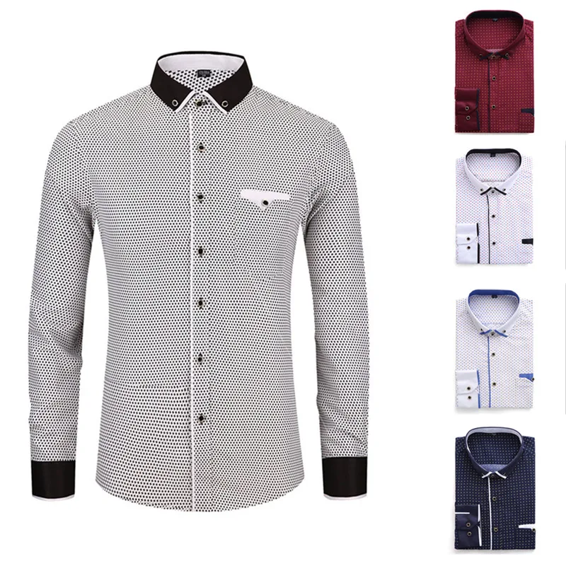 Mens Daily Wear Slim Long Sleeve Shirts 