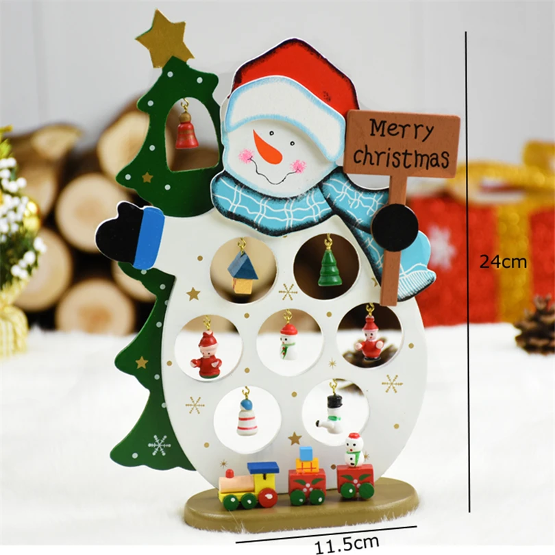 Snowman Christmas Tree Decorations Wood Santa Claus Snowman Pendant Ornaments New Year adornos de navidad Merry Christmas Kid Gift Natal - Color: Snowman
