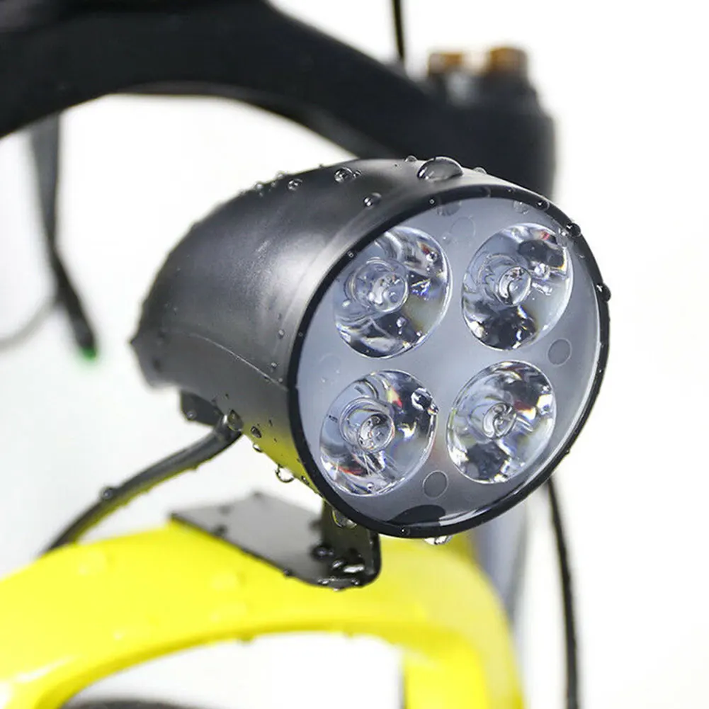 

36-48V Cycling Bicycle Lamp 2 In 1 Bike Safety Front Riding 4 LEDS With Horn Electric Scooter Headlight Night Parts Accessories