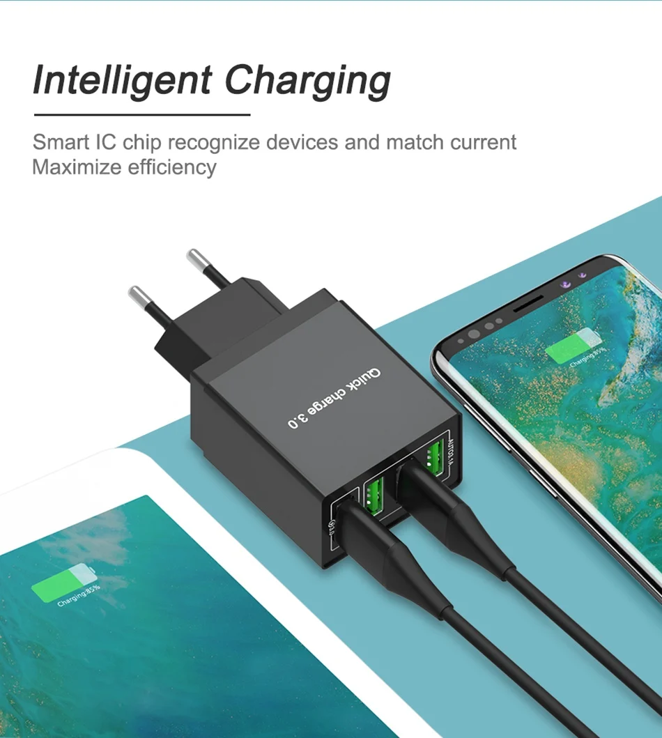 OREY QC 3,0 быстрое зарядное устройство 36 Вт, 4 порта USB зарядное устройство для samsung S10 Plus Quick Charge 3,0 зарядное устройство для Xiaomi Phone charger