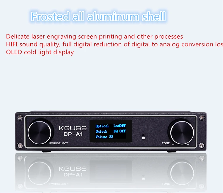 KGUSS DP-A1 Цифровой Bluetooth 4,2 CSR64215 усилитель USB/оптический/коаксиальный/AUX вход TAS5352A 24 бит/192 кГц 120 Вт+ 120 Вт