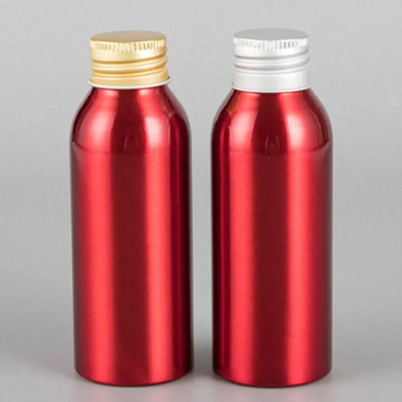 1 шт. 100 мл Красная алюминиевая бутылка с R24 матовой золотой серебряной крышкой Новая косметическая бутылка для лосьона с тонером большого калибра пустая бутылка