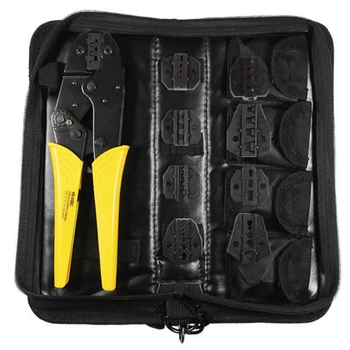 

Crimping Tool Kit Interchangeable Mold Terminal Ratchet Pliers, Wire Cutter/Wire Stripper, Screwdriver