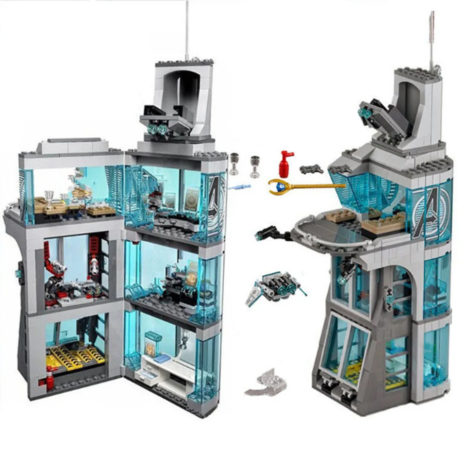 

511Pcs Star wars Marvel Super Hero Iron Man Attack On Avenger Tower Model Building Blocks Copmatible legoinglys starwars