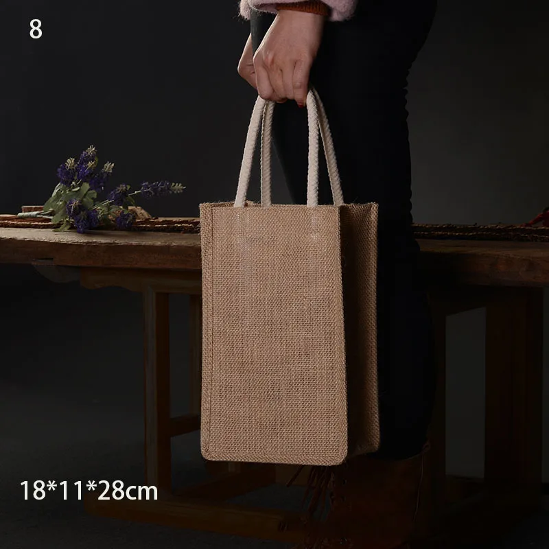 Льняная сумка, сумка, индивидуальная, Экологически чистая, переработанная сумка, Специальный подарочный пакет, принт логотипа, значок, узор, DIY, свадебные сумочки - Цвет: 8
