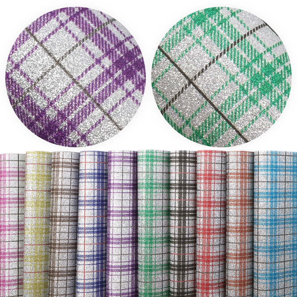 10pcs Shiny Fine Glitter Faux Vinyl Fabric Sheet Hair Bow DIY Decor Crafts A4