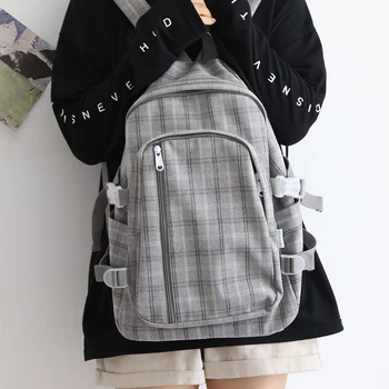 

College Vintage Women's Backpack Fashion Plaid Female School Bags for Teenage Girls Korean High School Backpack Woman Japanese