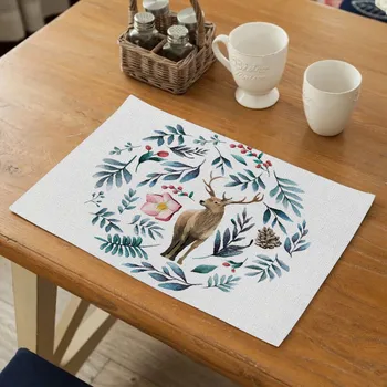 

Fuwatacchi Christmas Deer Dining Table Placemats Durable Tableware Drink Coasters Bowl Cup Mats Kitchen Decorative Accessories