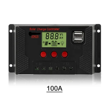

New 10A 20A 30A 40A 50A 60A 80A 100A Solar Charge Controller 12V/24V Auto PWM Regulator PV Home Battery Charger LCD Dual USB