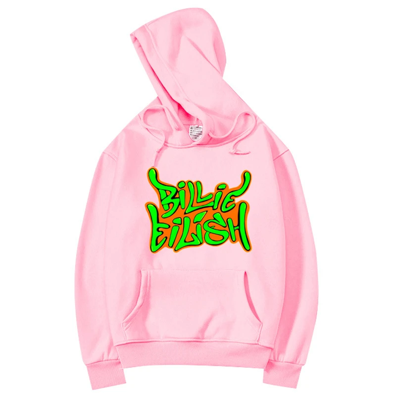 Лидер продаж Billie Eilish, модная уличная одежда, толстовки, толстовка, повседневный Женский пуловер с капюшоном, с длинным рукавом, спортивная толстовка в стиле хип-хоп, Топ - Цвет: Розовый