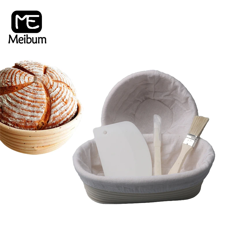 Meibum 5Pcs Bread Dough Fermentation Rattan Basket Knife Brush Scraper Baguette Banneton Brotform Proofing Proving Baskets |