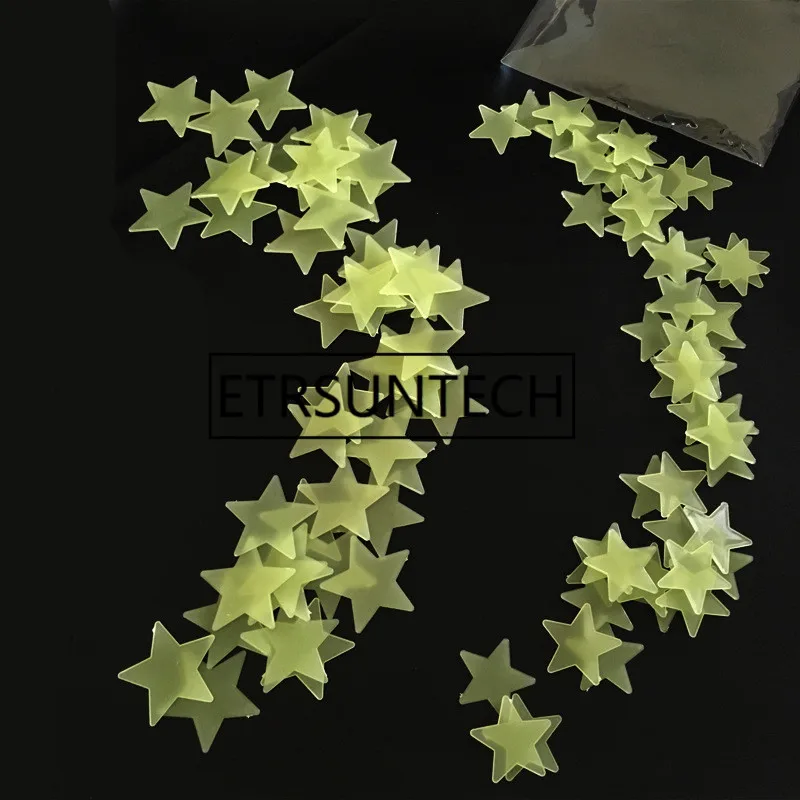 

100sets Fluorescent Stars Wall Stickers Luminous In The Dark Stars Wall Stickers Stars for Kids Room Decoration