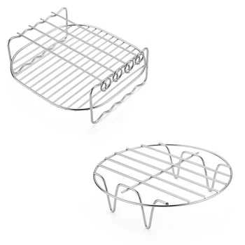 

Air Fryer Accessories Air Fryer Rack Set of 3 Multi-purpose 7 Inch Double Layer Rack Metal Holder for Kitchen Tools 66CY