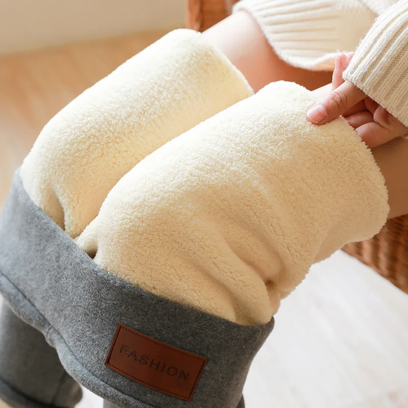 

Winter Cashmere Pants Women Trousers Warm Waist Pants Female Thick Lambskin Leggings Ladies Inner Fleece Skinny Trouser