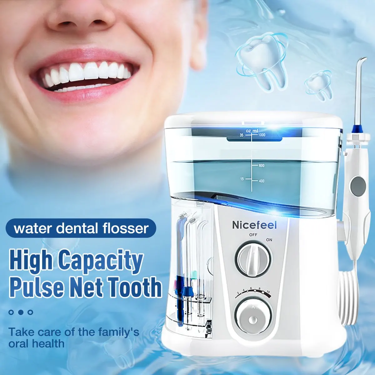 Nicefeel FC188 Smart Water Flosser Teeth Care Ultra Dental Flosser With 1000ml Water Tank Capacity Tooth Cleaning Wasing Machine