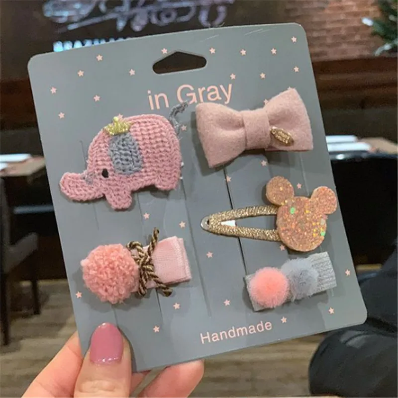 set 2 5 компл./лот = 25 шт. милые зимние Рождественский набор зажим для волос в виде короны звезды бант заколка для волос для маленьких девочек повязка на голову волосы сбоку заколки для волос аксессуары для волос - Цвет: set 2