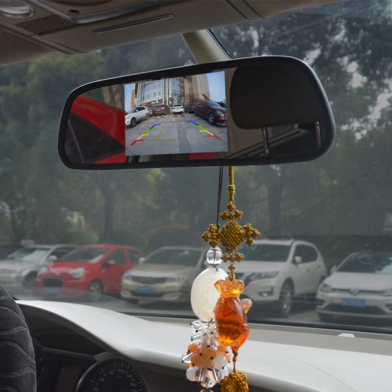 Hippcron Car Rearview Mirror Monitor 4.3 Or 5 Inch HD Video Auto Parking Monitor for Night Vision LED Reversing Cameras