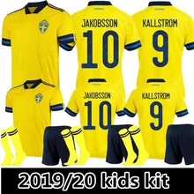 Детский комплект Евро 19 20 футбольные футболки для мальчиков в Швеции sverige, Европейский Кубок, сборная, домашняя Форсберг, линоф, Детская футбольная рубашка