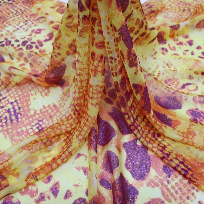 Золотой бронзирующий шелк материал Леопардовый шелк шифон Марля 100 см* 135 см