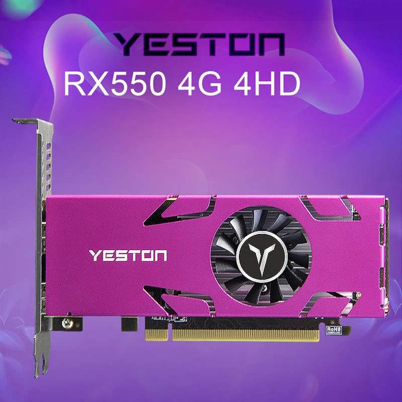 Yeston RX550-4G 4HDMI-Compatible 4 Screen Split Screen 4GB Memory/GDDR5/128Bit 6000MHz VGA+ HDMI-Compatible+DVI-D Graphics Card external graphics card for pc